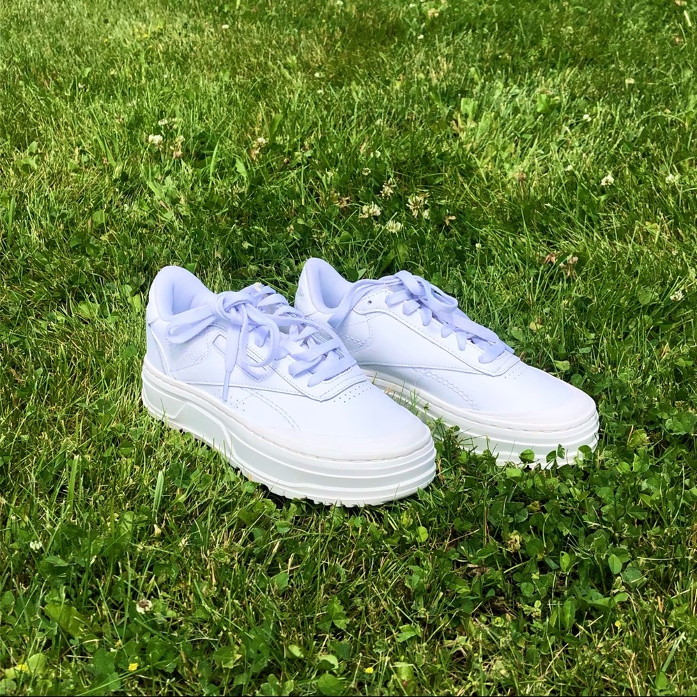 New size 7 W Reebok “Club C Double GEO” sneakers.